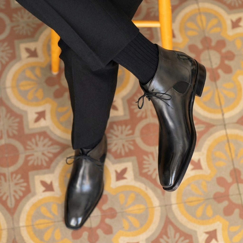 Decon Chelsea Boot - Black and Grey Patina