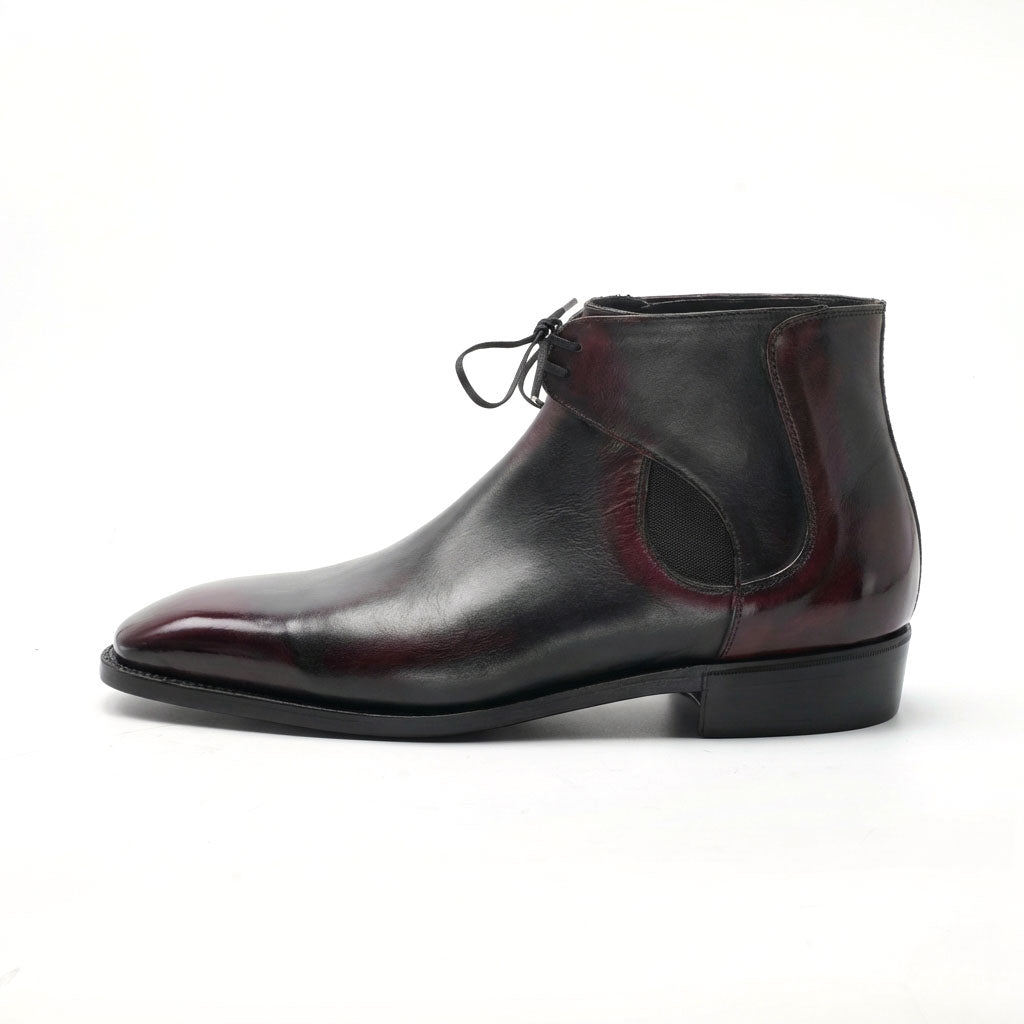 Decon Chelsea Boot Black and Burgundy by Norman Vilalta Bespoke Shoes in Barcelona