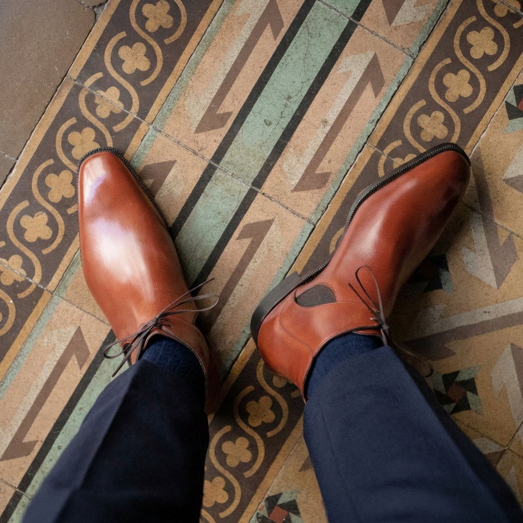 Decon 切尔西靴 - 干邑色方筒小牛皮