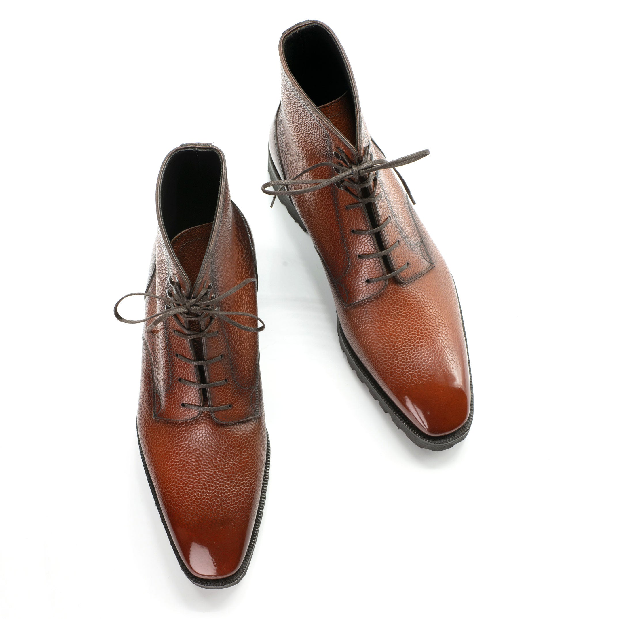 Derby Simple Boot in Cognac by Norman Vilalta Bespoke Shoes in Barcelona