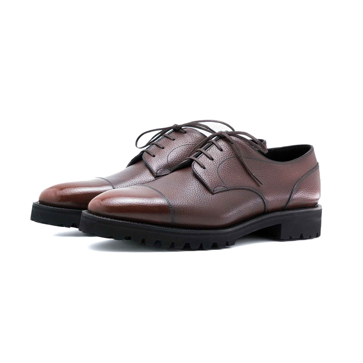 ? Brand New Cap Toe Derby Shoe, Mens Sz 9.5 Junior, Cap-Toe Derby Shoe - Black Waxy Pull-up | Hand  main image 4