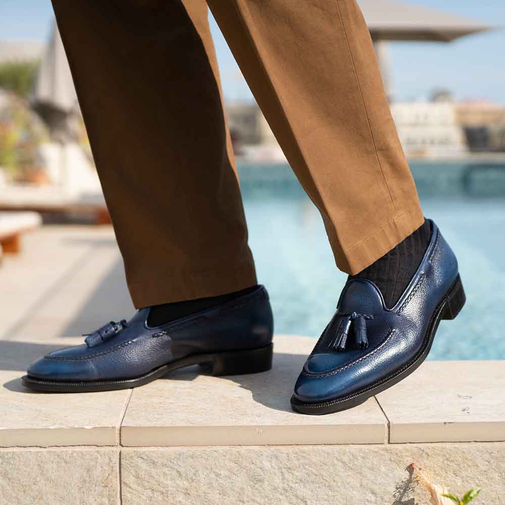 Gillespie Tassel Loafer Marino Patina by Norman Vilalta Men's Loafers in Barcelona
