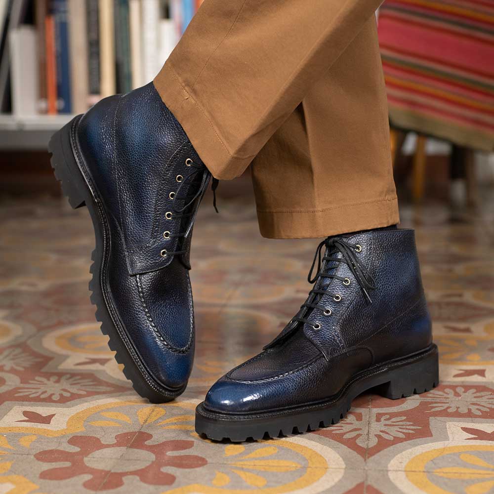 Haring Moc Toe Derby Boot in Orion Patina by Norman Vilalta Bespoke Shoes in Barcelona