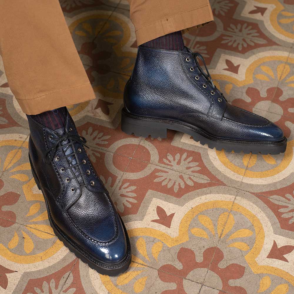 Haring Moc Toe Derby Boot in Orion Patina by Norman Vilalta Bespoke Shoes in Barcelona