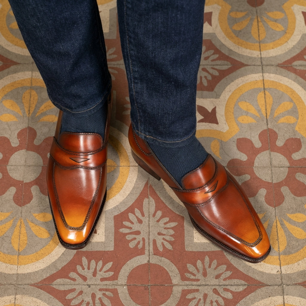 James Penny Loafer Brown & Cognac Patina | Norman Vilalta Bespoke