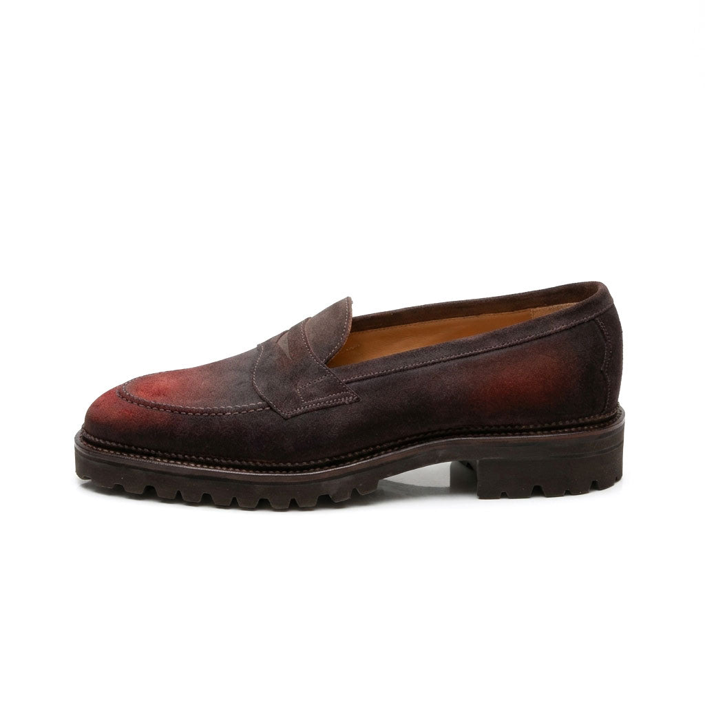 Lorenzo Penny Loafers with a smoked mahogany patina by Norman Vilalta Men's Loafers in Barcelona, Spain.