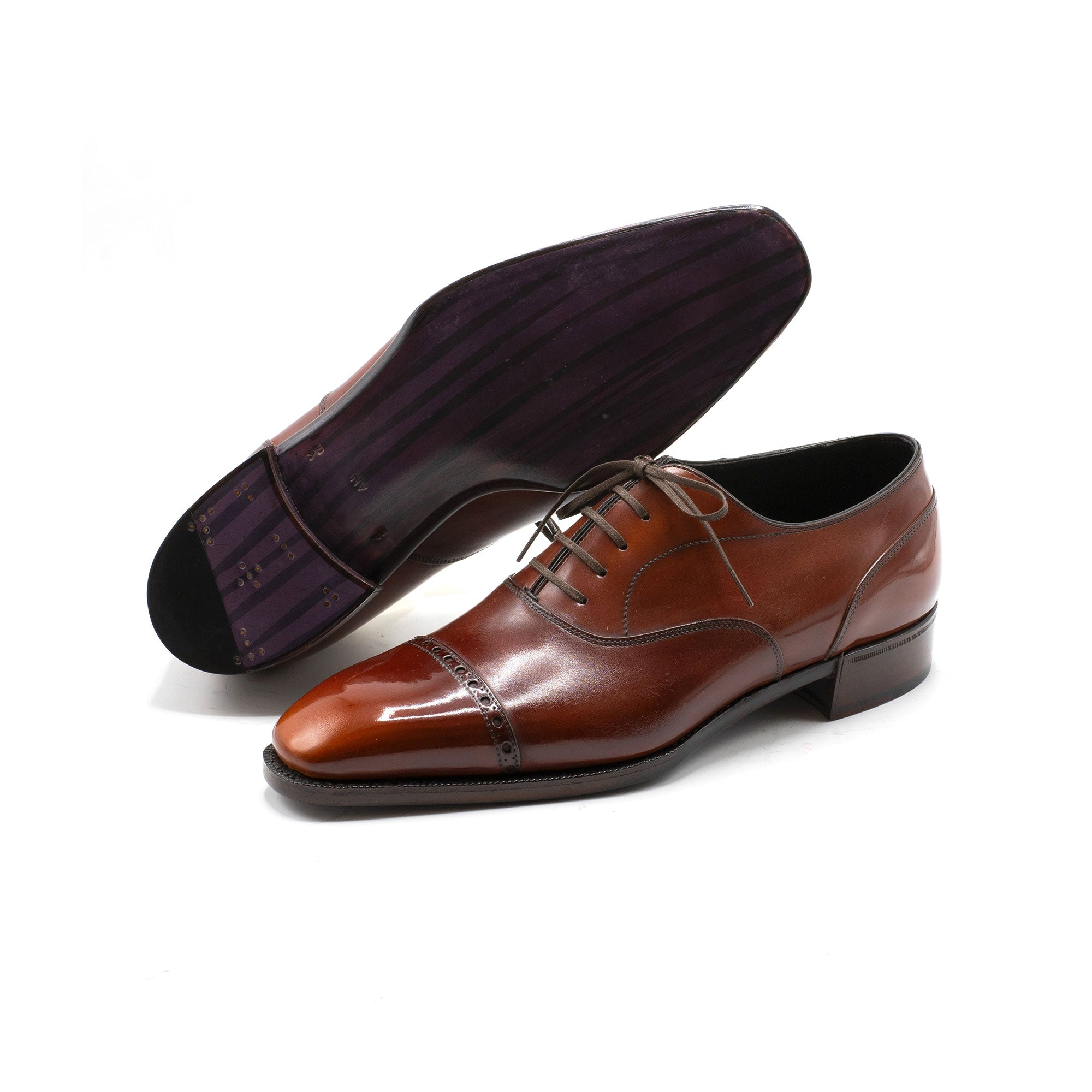 Mario Oxford Shoe (Handmade Beveled Waist) - Bourbon Patina