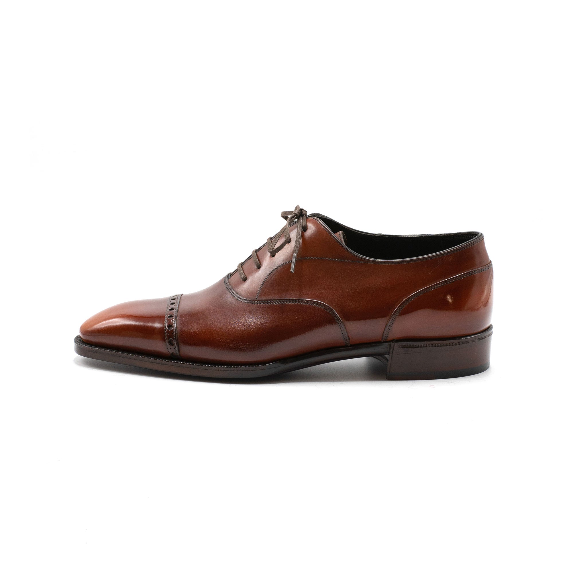Mario Oxford Shoe (Handmade Beveled Waist) - Bourbon Patina