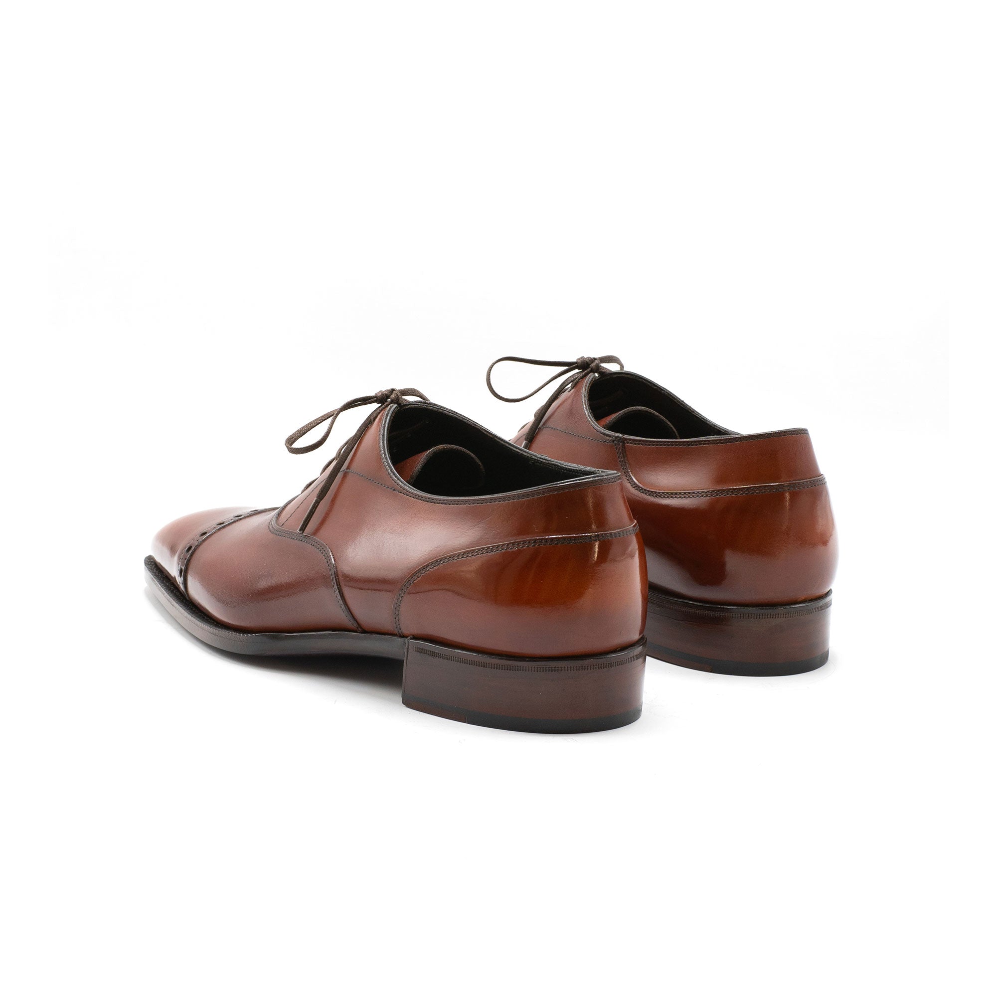 Mario Oxford Shoe (Handmade Beveled Waist) - Bourbon Patina