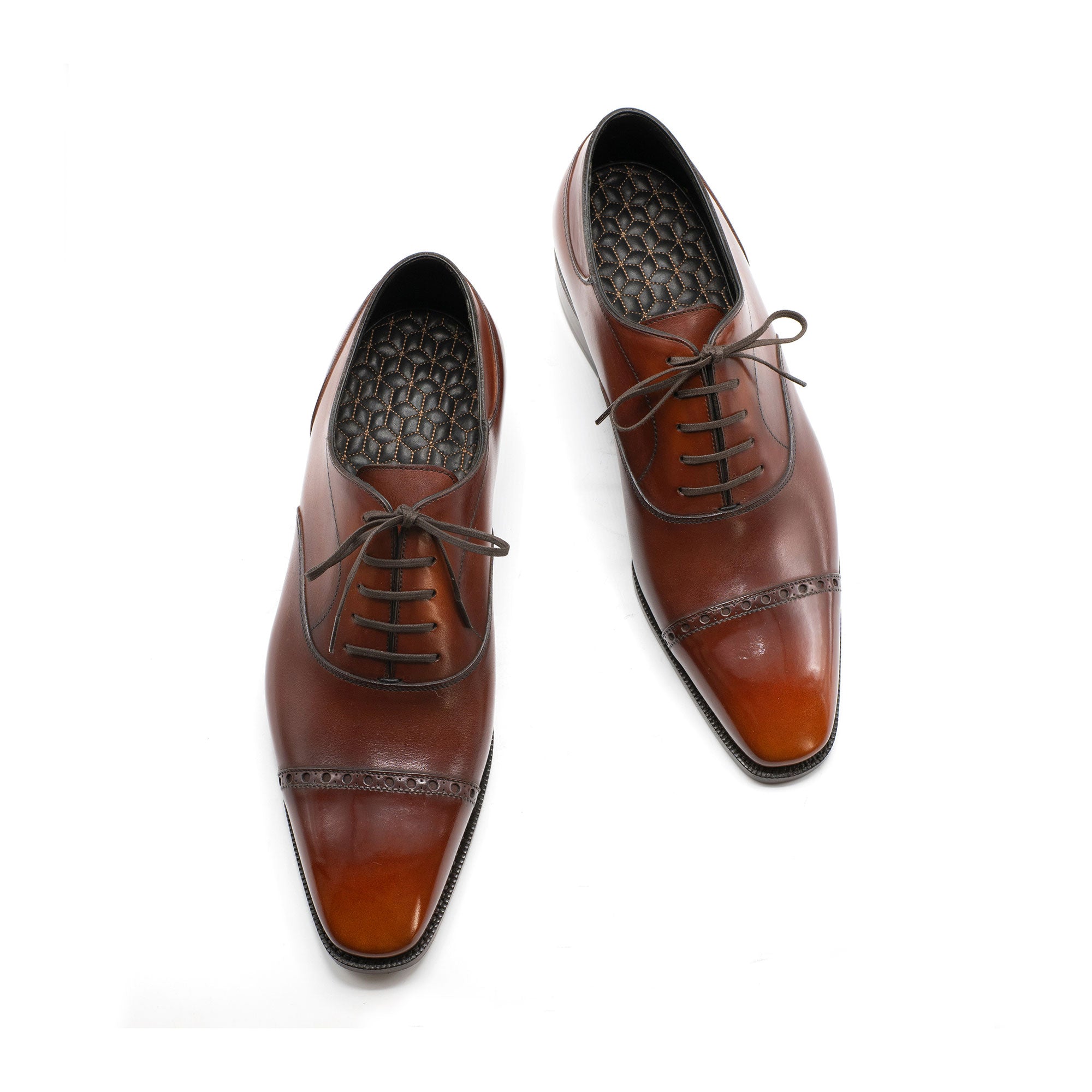 Mario Oxford Shoe (Handmade Beveled Waist) - Bourbon Patina