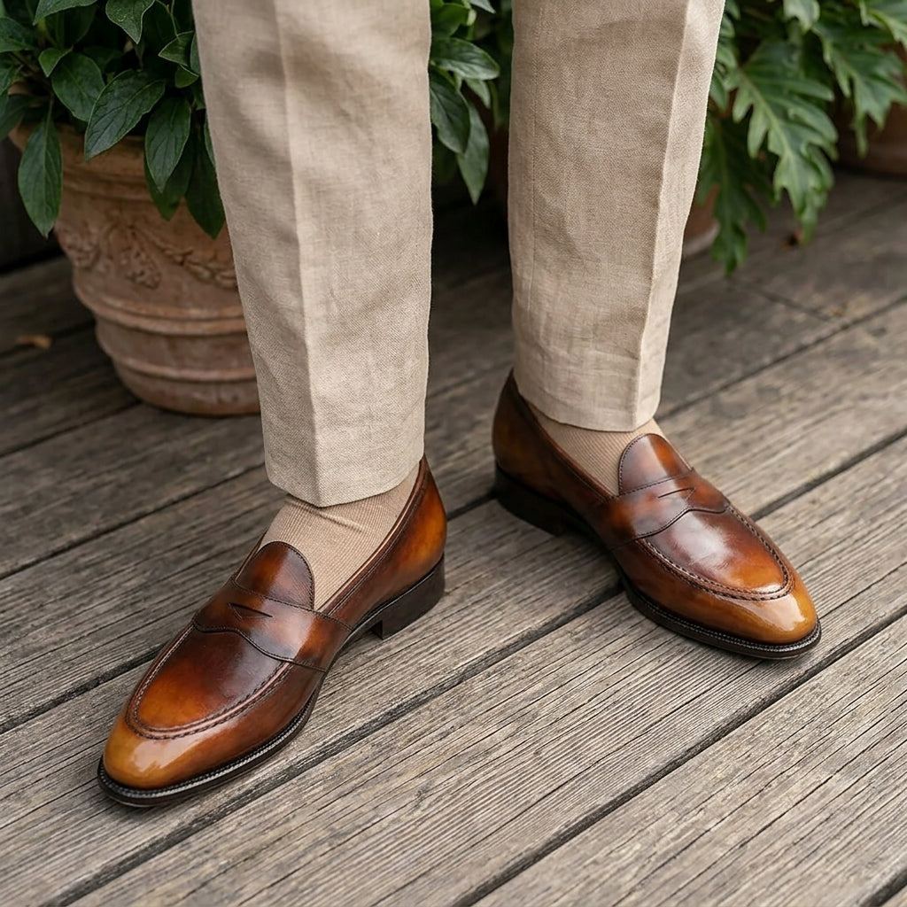 Piet Penny Loafer - 棕色和干邑色