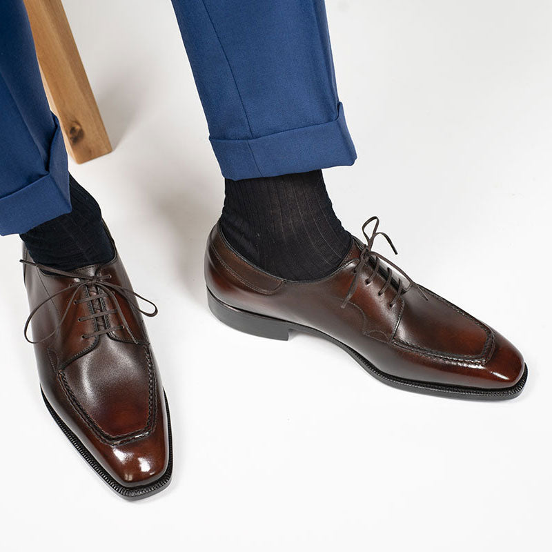 Tete Moc Toe Derby - Espresso Handmade Patina