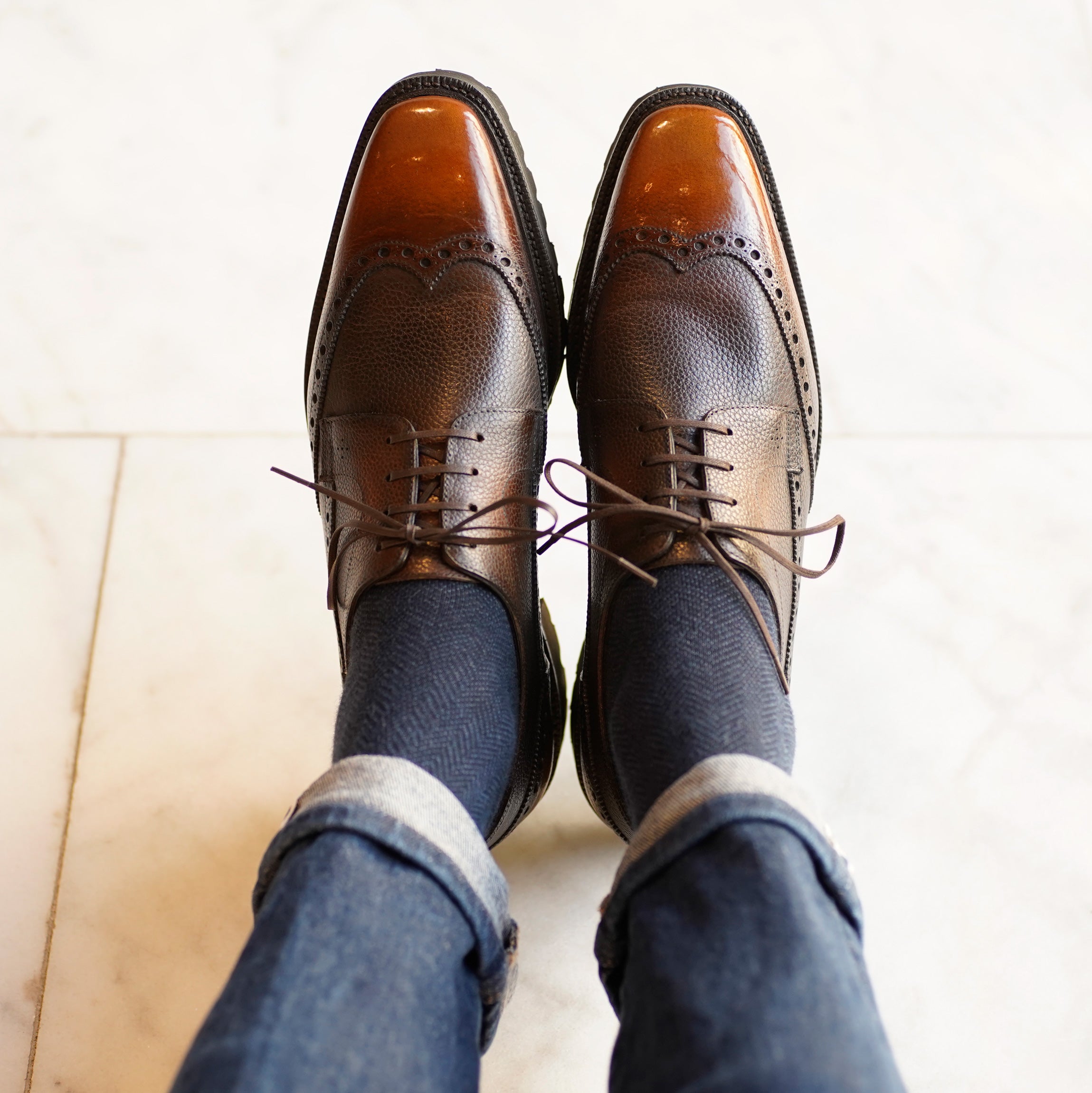 Coltrane Wingtip Derby by Norman Vilalta men's Goodyear-welted wingtip derby shoes in Barcelona, Spain