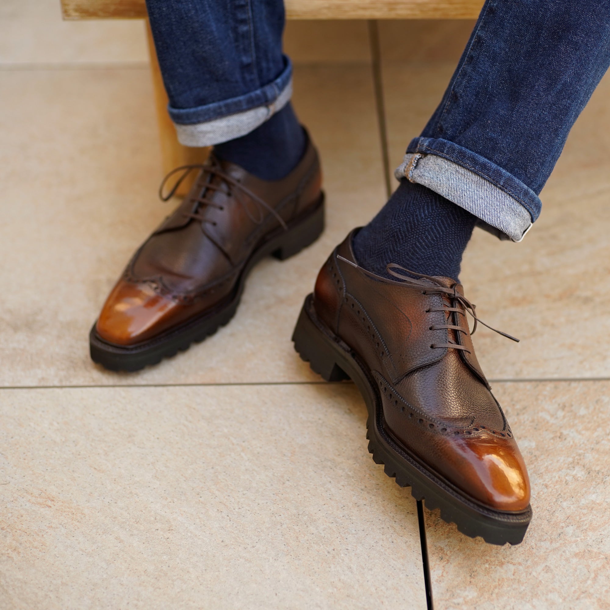Coltrane Wingtip Derby by Norman Vilalta men's Goodyear-welted wingtip derby shoes in Barcelona, Spain