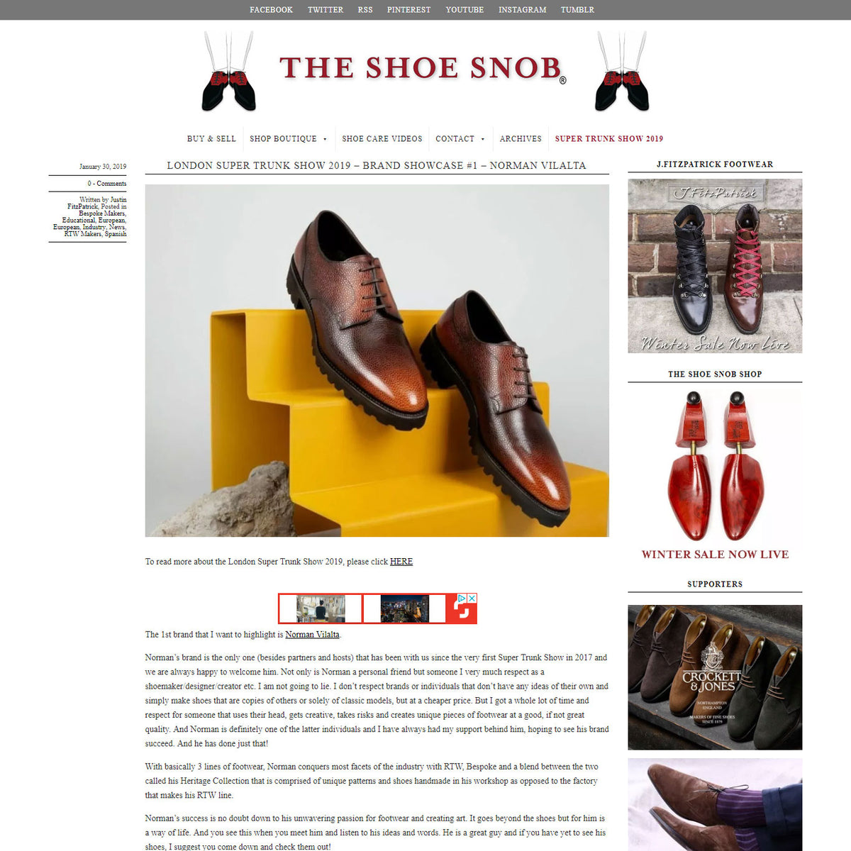 Norman Vilalta, bespoke shoemaker at the London Super Trunk Show 2019