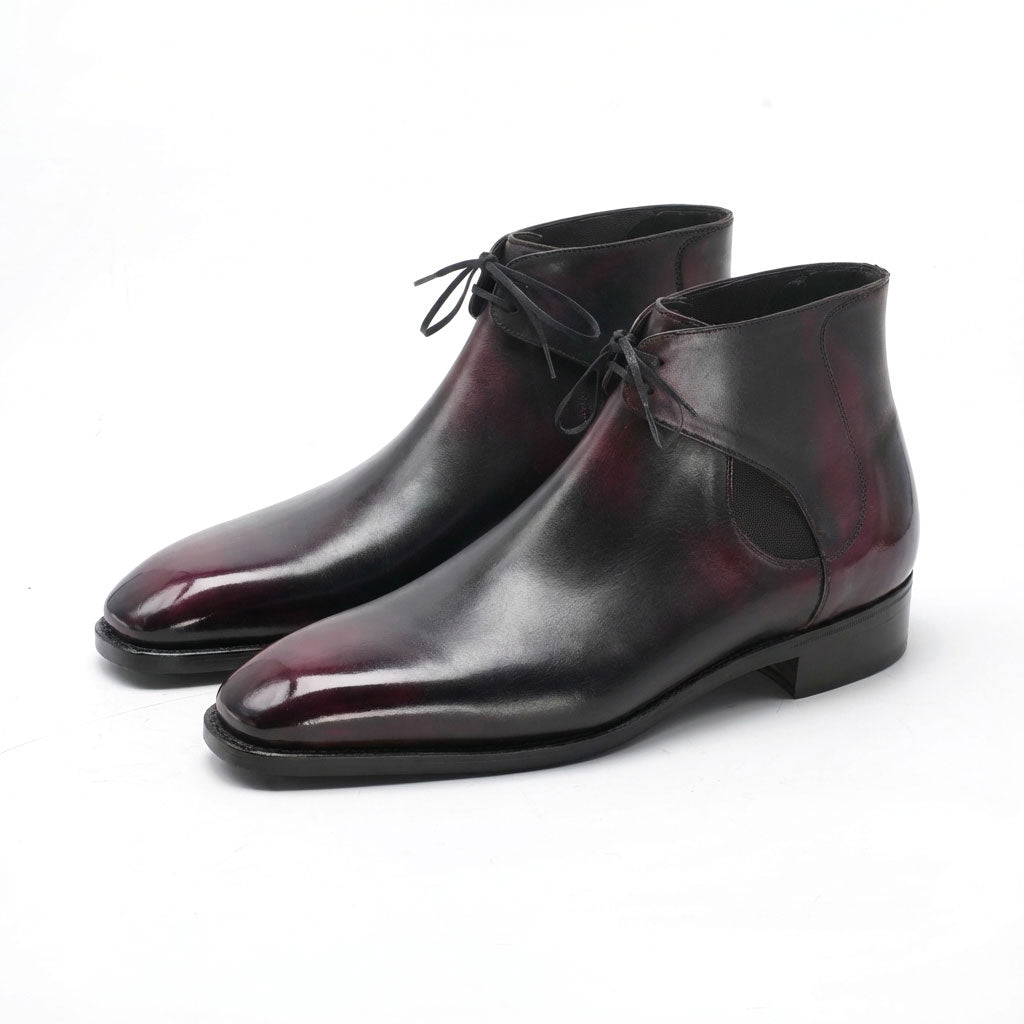 Decon Chelsea Boot Black and Burgundy by Norman Vilalta Bespoke Shoes in Barcelona