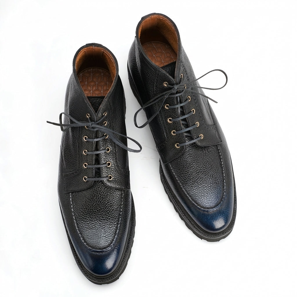 Haring Moc Toe Derby Boot in Orion Patina by Norman Vilalta Bespoke Shoes in Barcelona