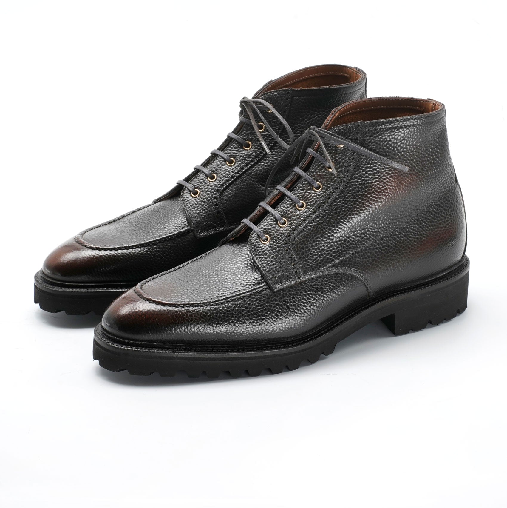 Haring Moc Toe Derby Boot in Ebony Patina by Norman Vilalta Men’s Derby Boots in Barcelona, Spain