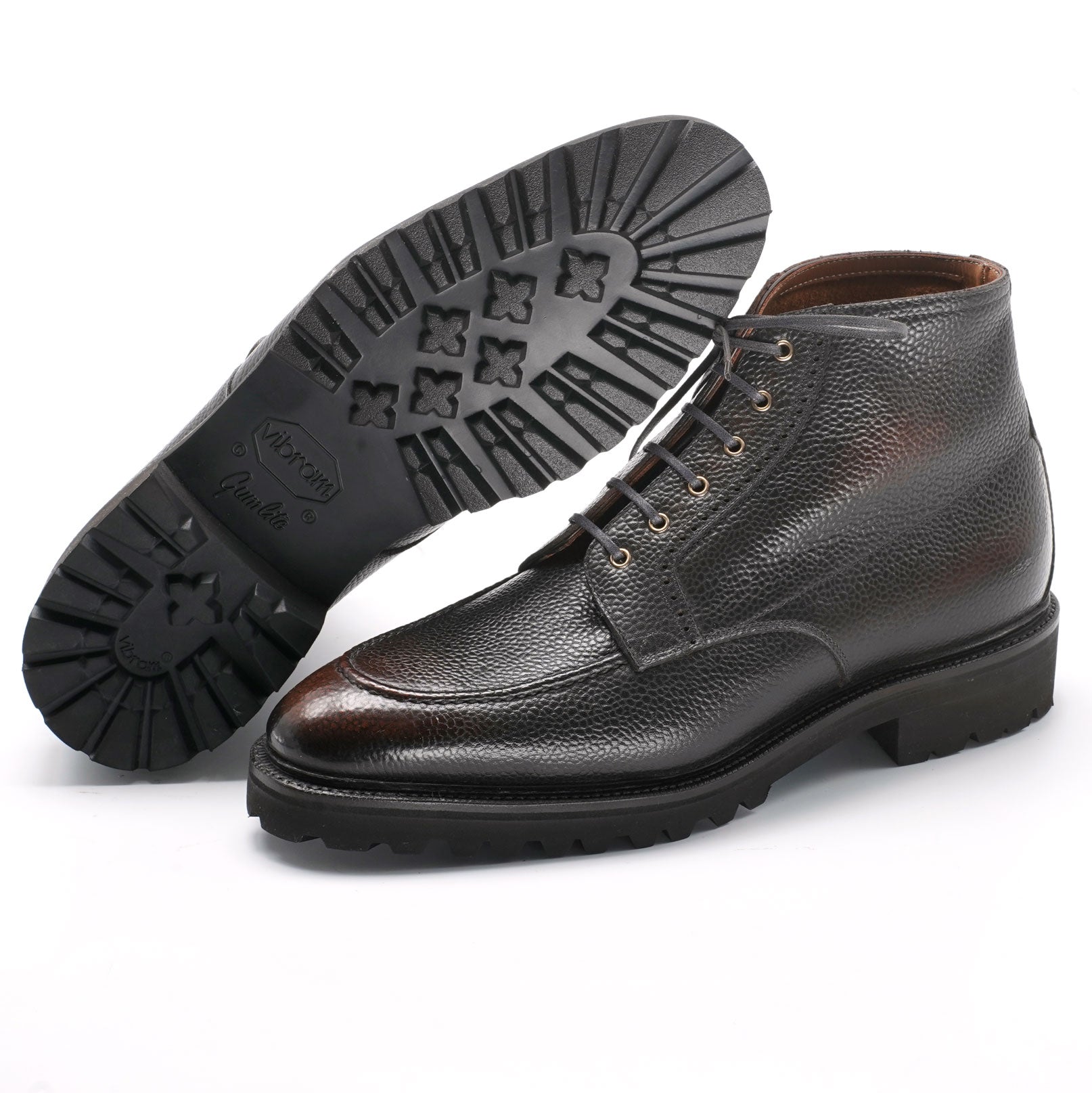 Haring Moc Toe Derby Boot in Ebony Patina by Norman Vilalta Men’s Derby Boots in Barcelona, Spain