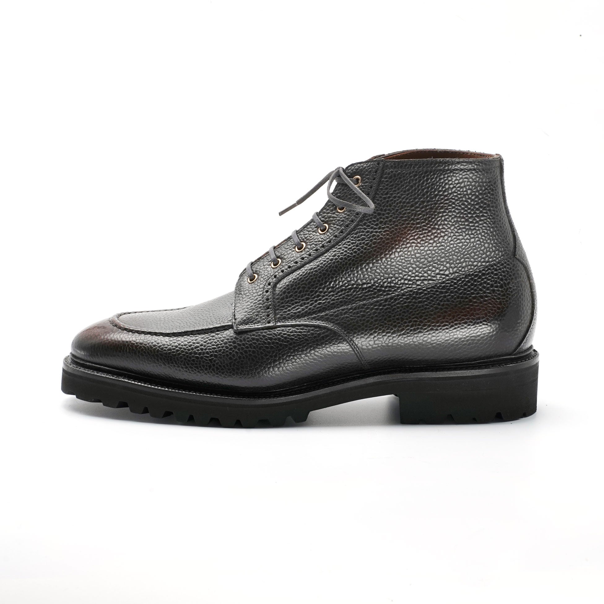 Haring Moc Toe Derby Boot in Ebony Patina by Norman Vilalta Men’s Derby Boots in Barcelona, Spain