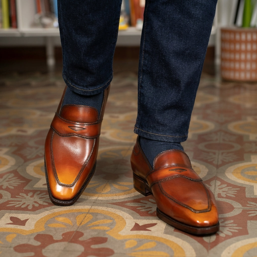 James Penny Loafer Brown & Cognac Patina | Norman Vilalta Bespoke