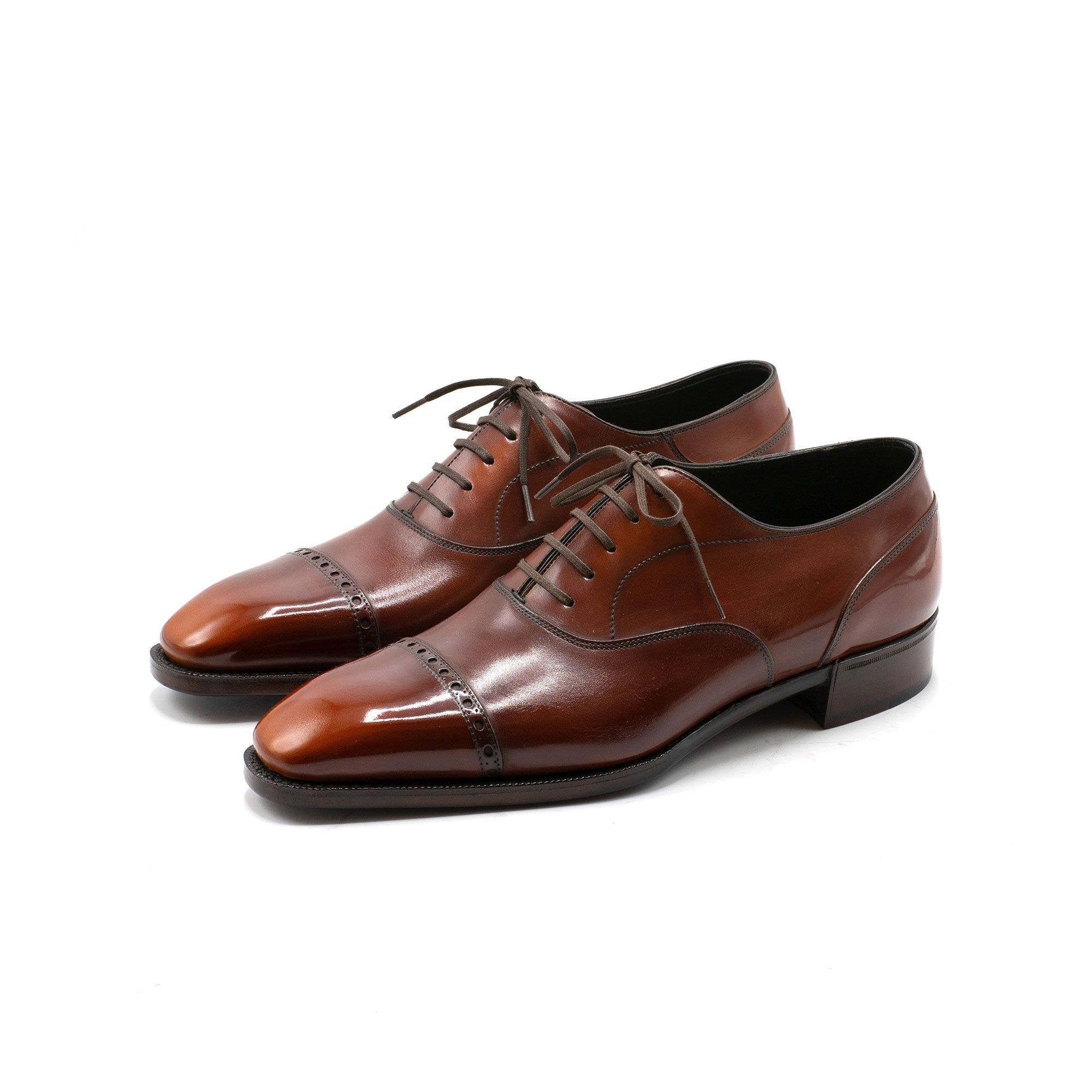 Mario Oxford Shoe (Handmade Beveled Waist) - Bourbon Patina