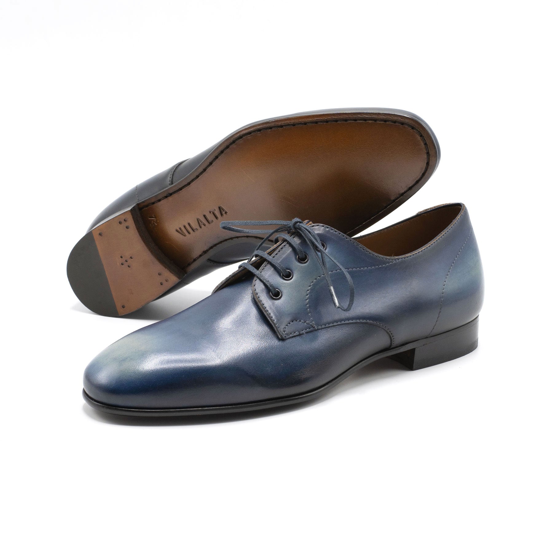 Pablo Derby in washed indigo by Norman Vilalta Bespoke Shoes in Barcelona, Spain