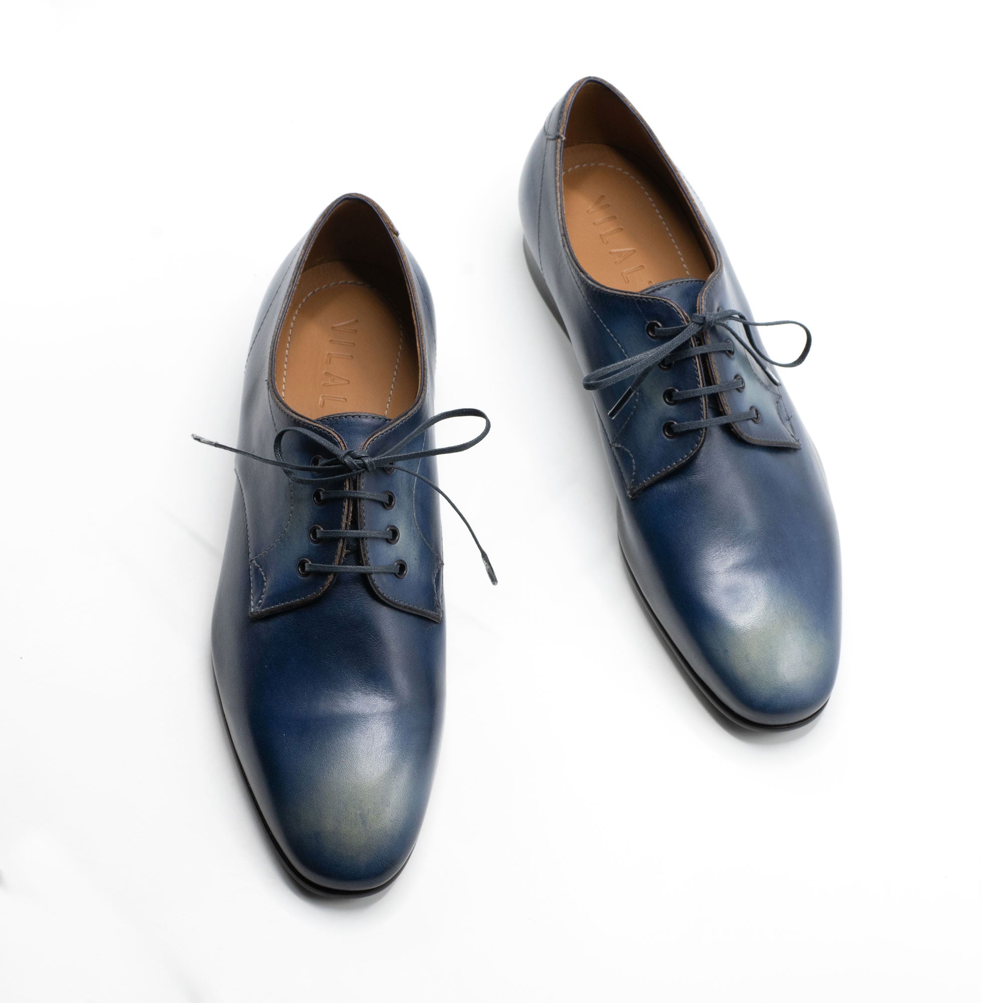 Pablo Derby in washed indigo by Norman Vilalta Bespoke Shoes in Barcelona, Spain