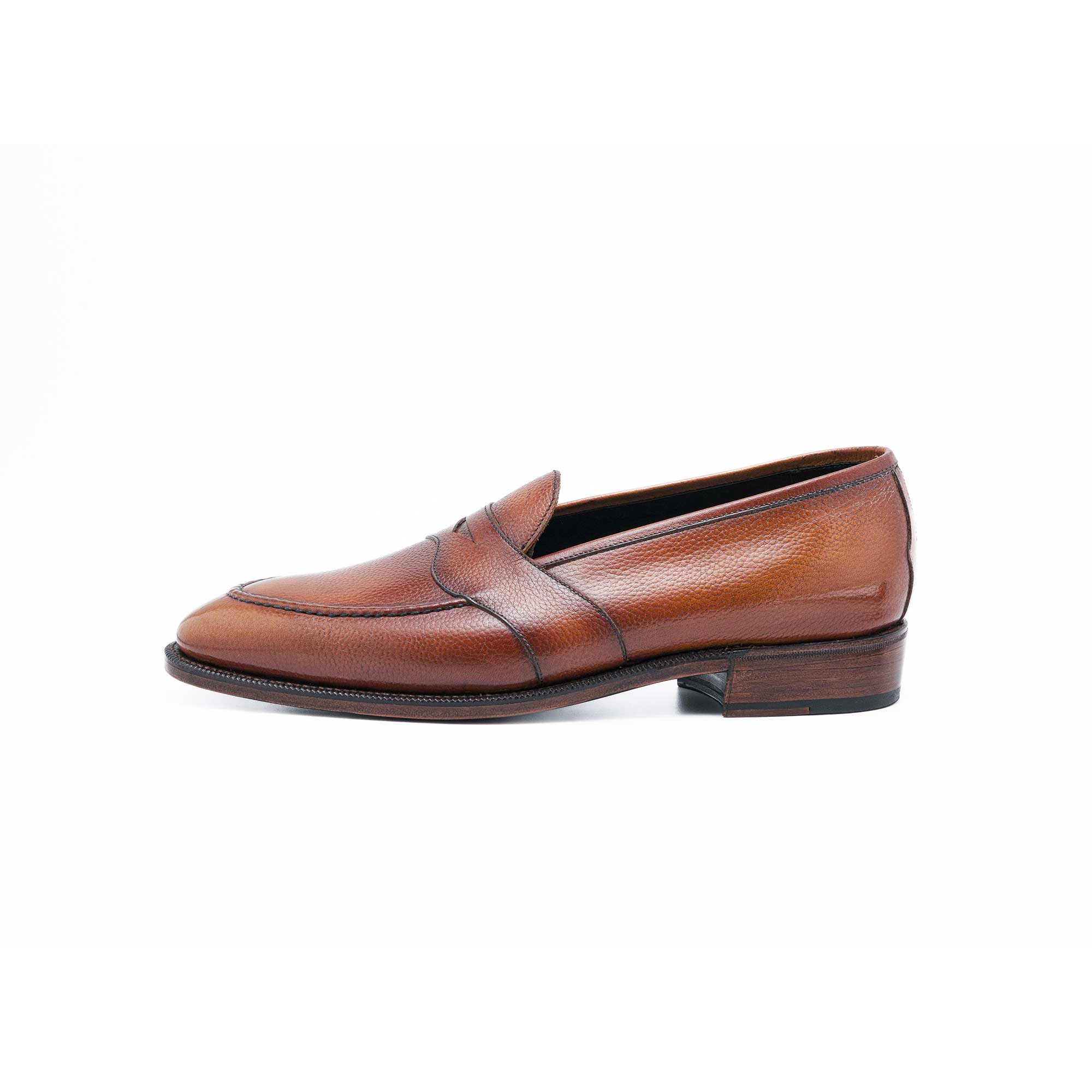 Piet Penny Loafer in reno grain calf and a handmade cognac patina by Norman Vilalta of Barceloan, Spain