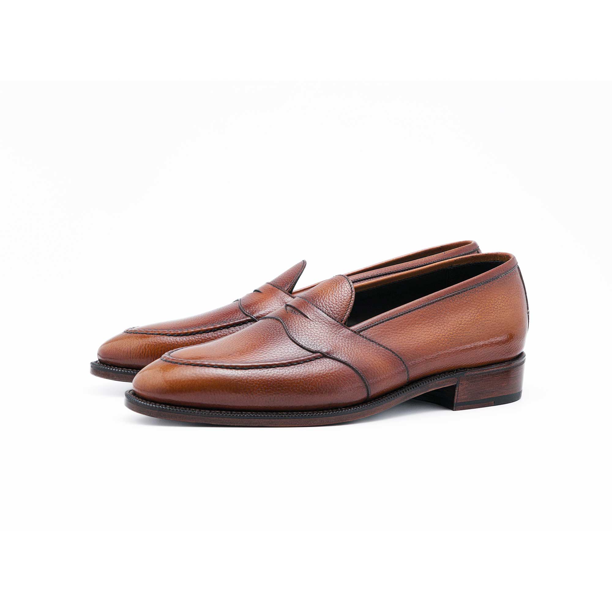 Piet Penny Loafer in reno grain calf and a handmade cognac patina by Norman Vilalta of Barceloan, Spain