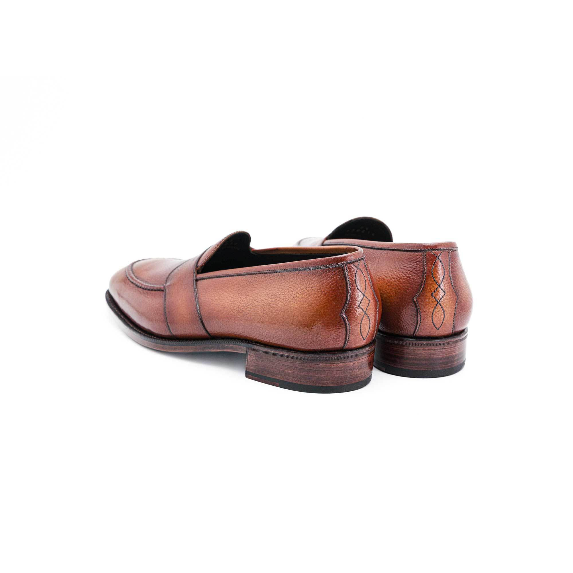 Piet Penny Loafer in reno grain calf and a handmade cognac patina by Norman Vilalta of Barceloan, Spain