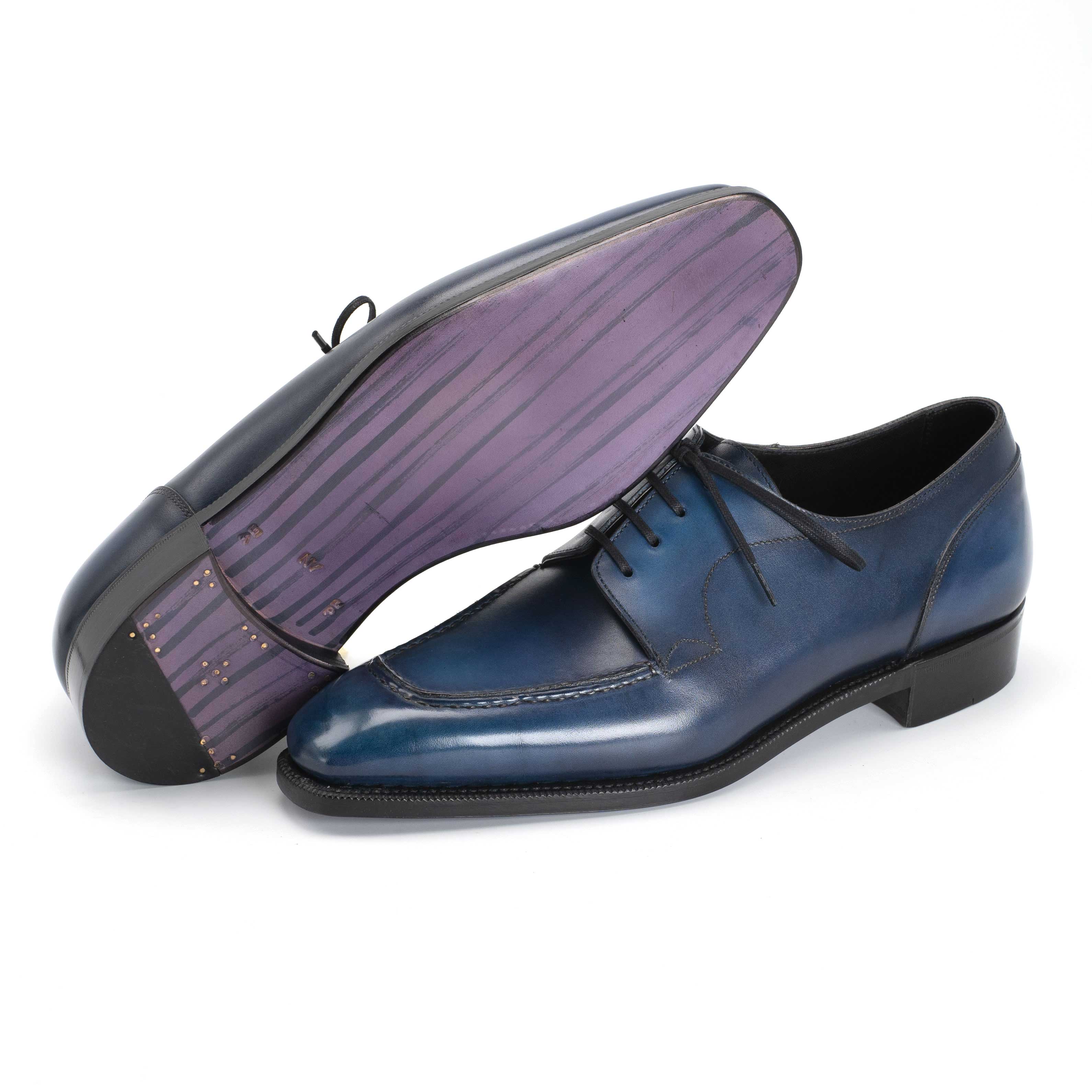 Tete Moc Toe Derby - Morpho Blue Handmade Patina