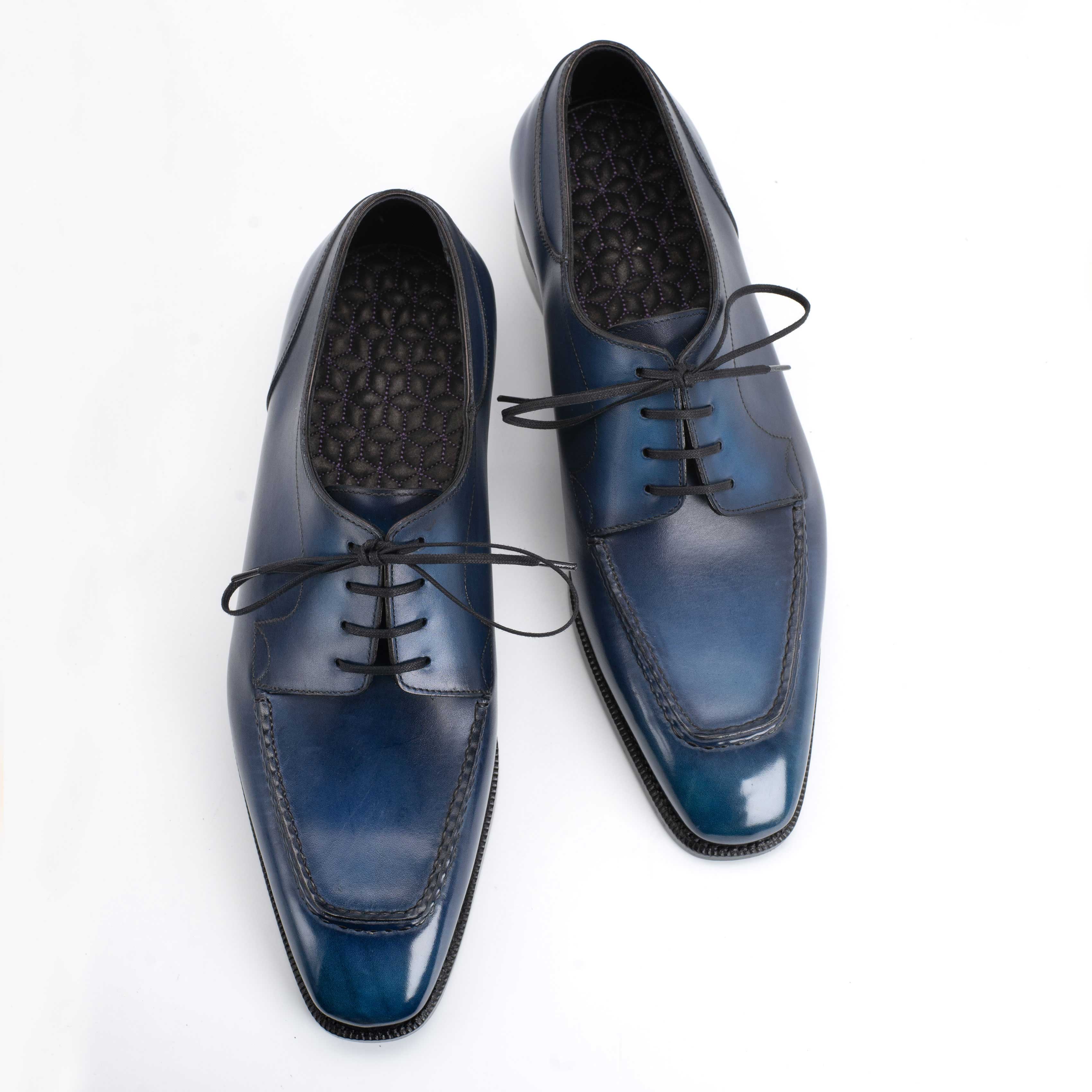 Tete Moc Toe Derby - Morpho Blue Handmade Patina