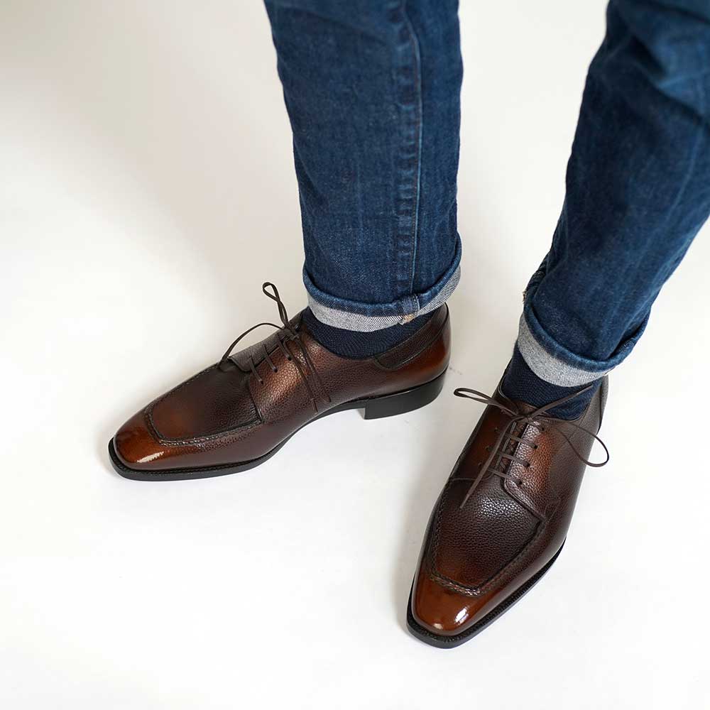 Tete Moc Toe Derby - Espresso Handmade Patina