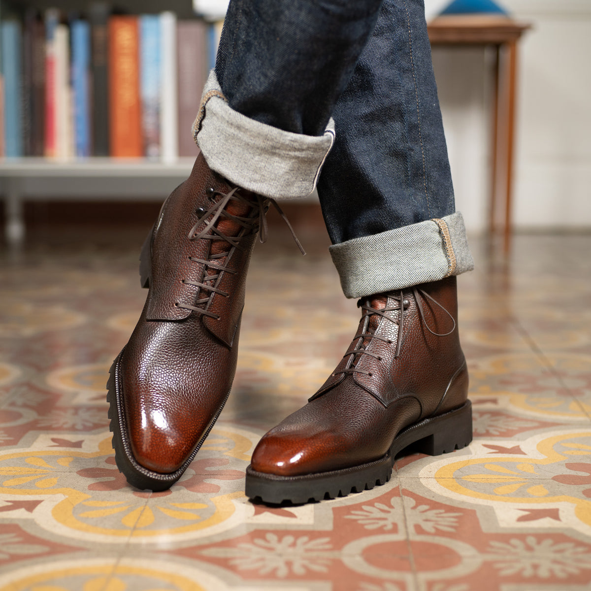 Derby Simple Boot Dark Chestnut | Norman Vilalta Bespoke Shoemakers