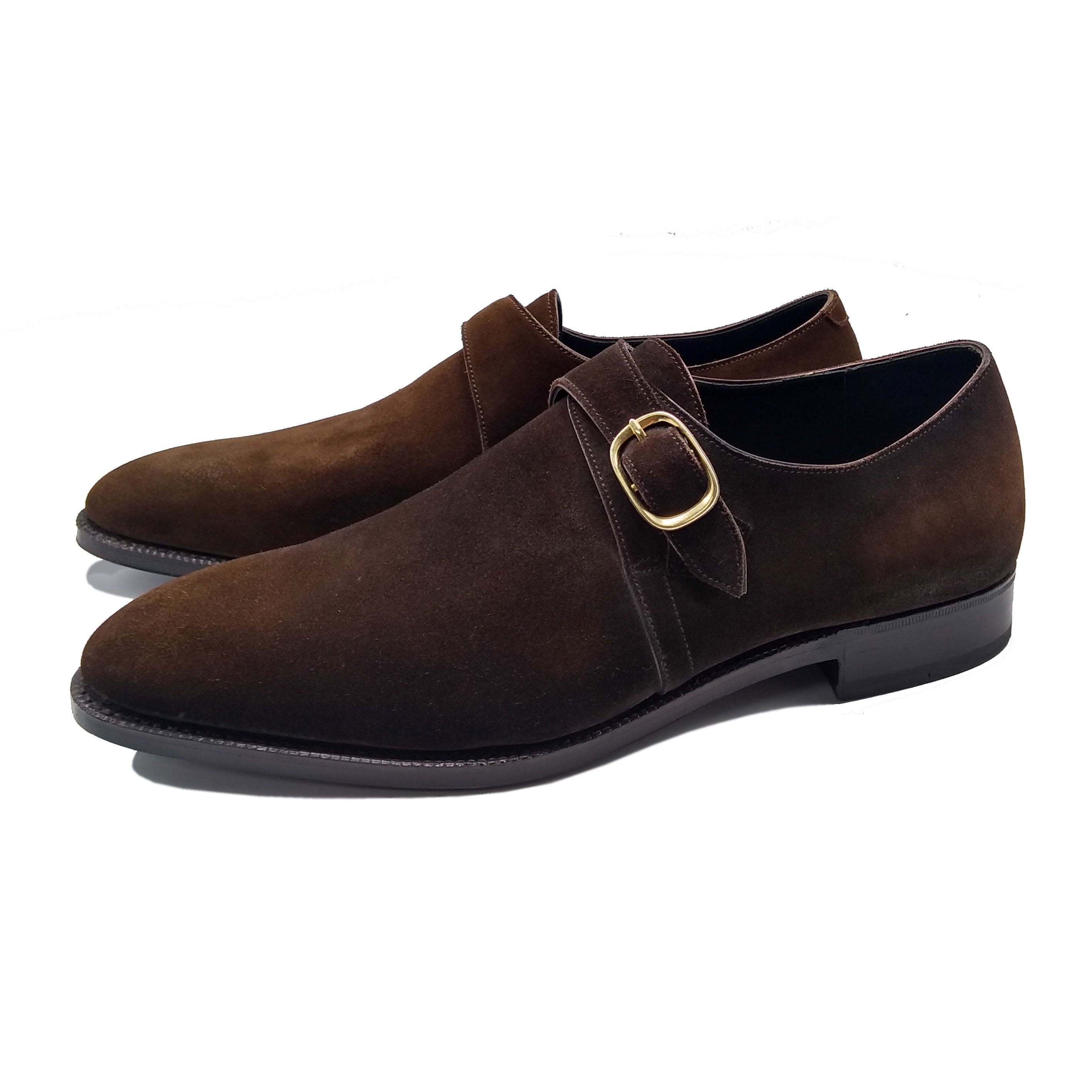 Suede single monk strap on sale shoes